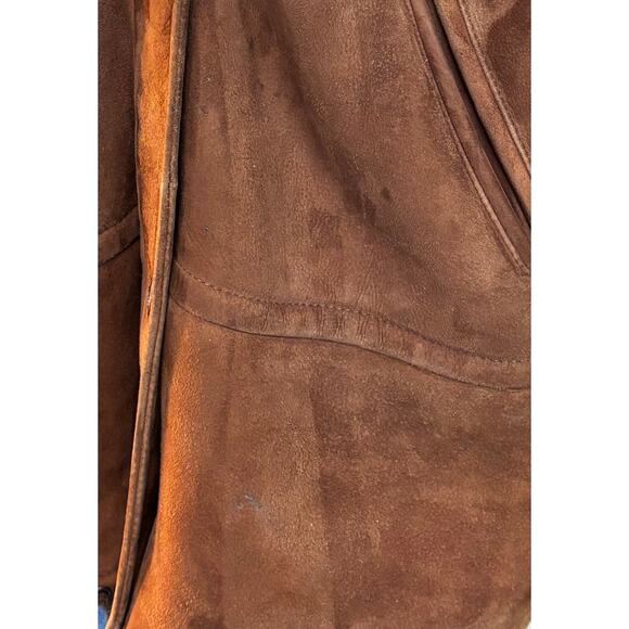 Jacques Jekels France heavy shearling mouton sheep suede brown coat Saks Fifth - Picture 8 of 11